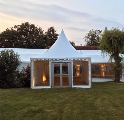 Chinese hat pagoda marquee entrance porch with doors