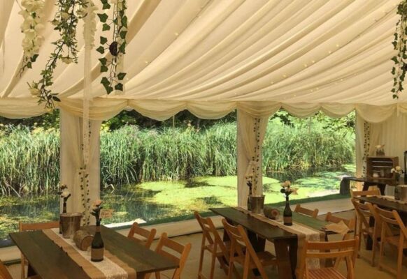 interior of a wedding marquee