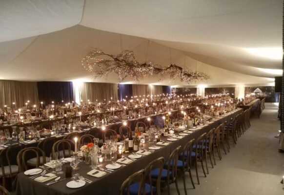interior wedding marquee setup