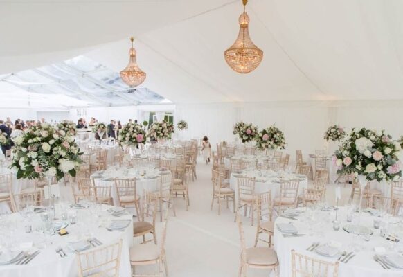 interior wedding marquee setup