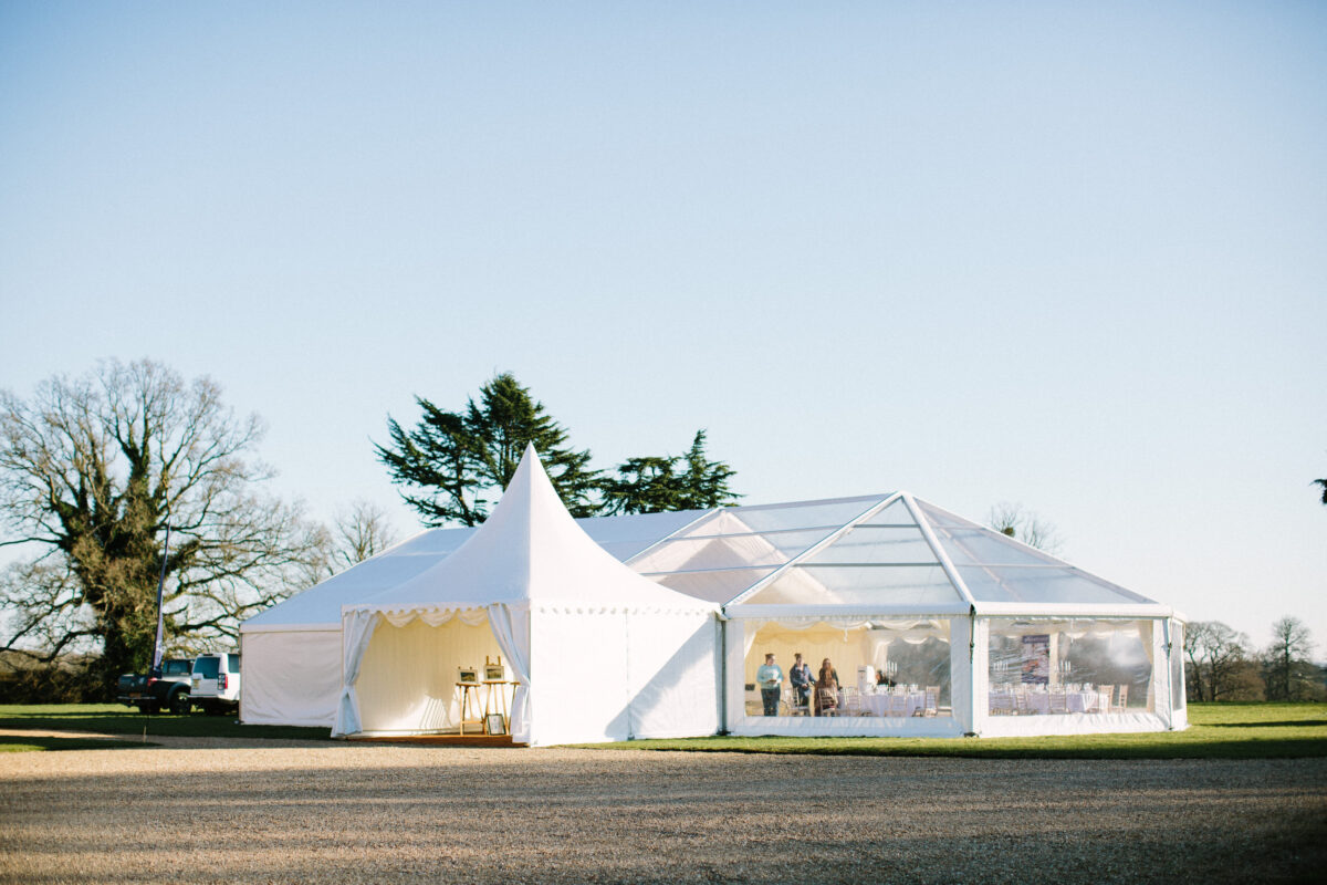 Clearspan marquee hire in Surrey with transparent roof panels